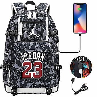 Large-Capacity Basketball Star Collection USB Schoolbag – Stylish