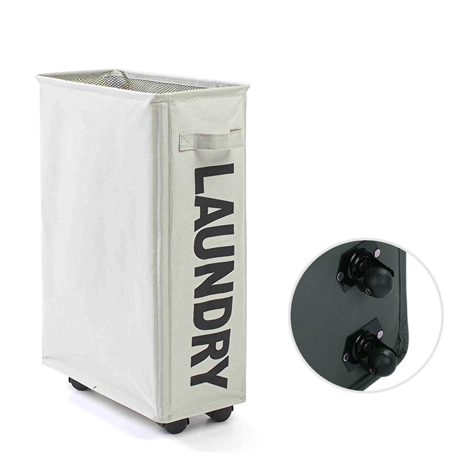 Rolling Slim Laundry Basket With Universal Wheels Corner Foldable