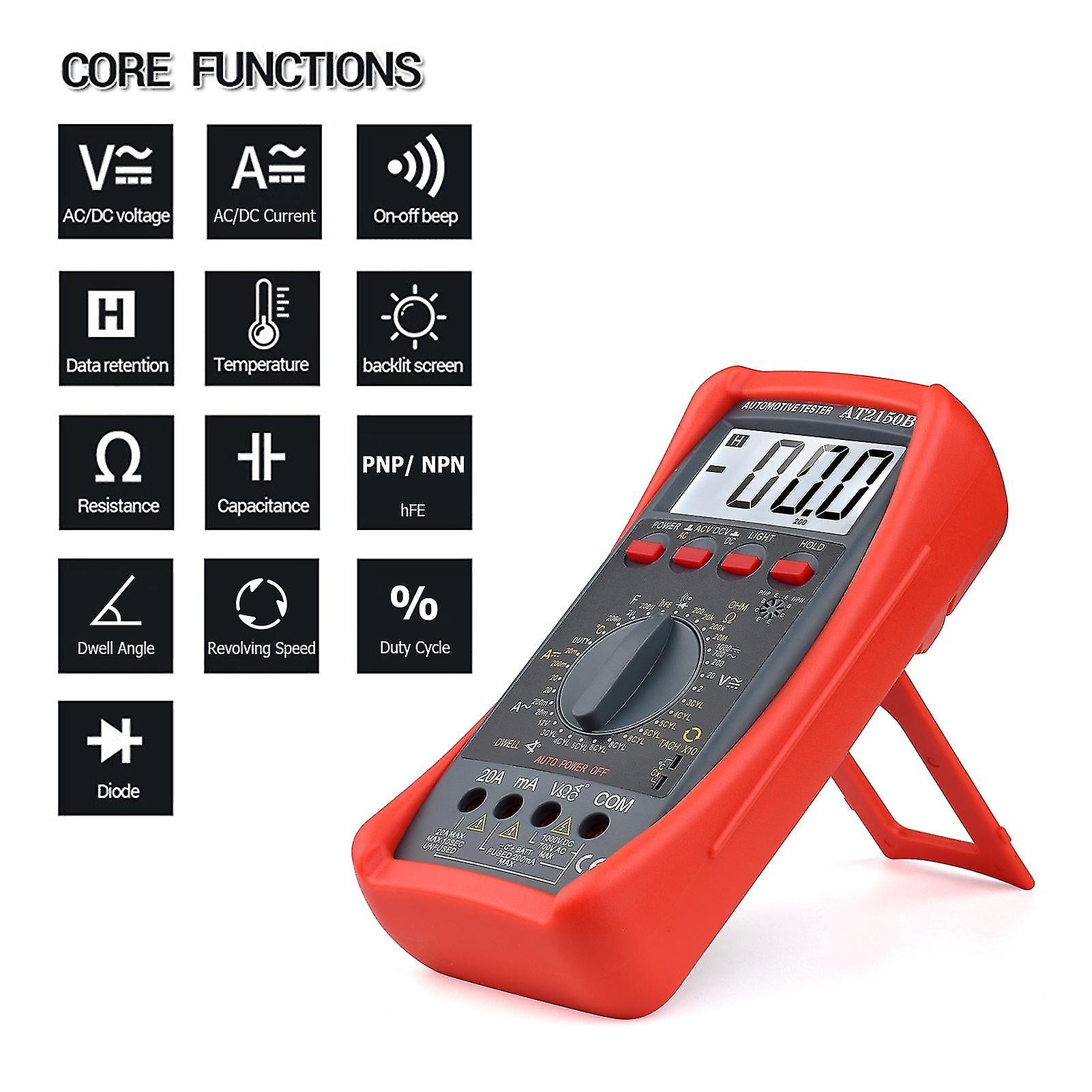 Smart Digital Multimeter 1999 Counts Lcd Backlight Electrical Automotive Voltmeter Ammeter Temperature Measuring Dwell Angle