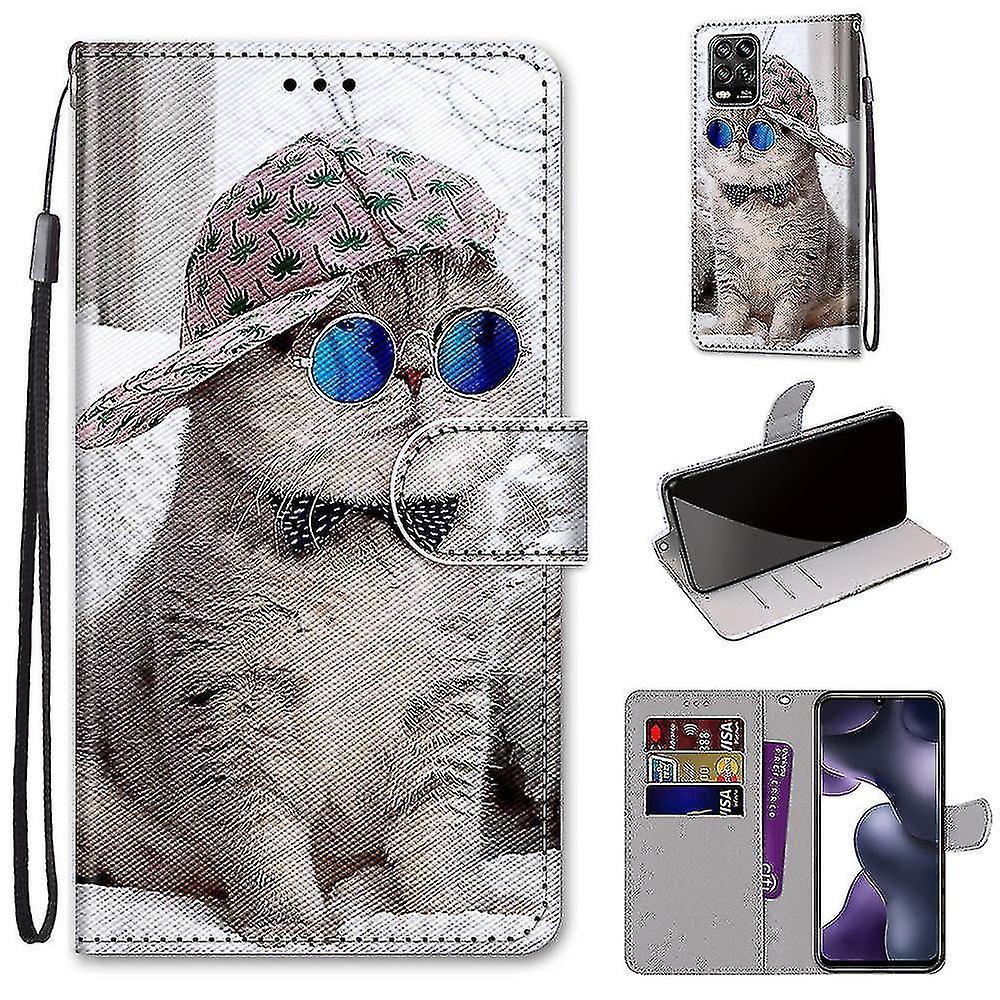 Case Compatible With Mi 10 Lite Creative Pattern Tui Magnetic Card Holder Wallet - Lion
