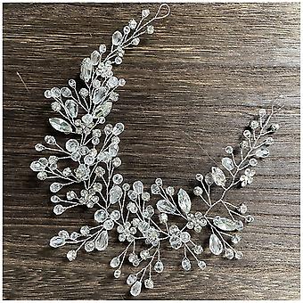 Lady Crystal Opaska na głowę Grzebień do włosów Kobiety Shiny Silver Akcesoria do włosów