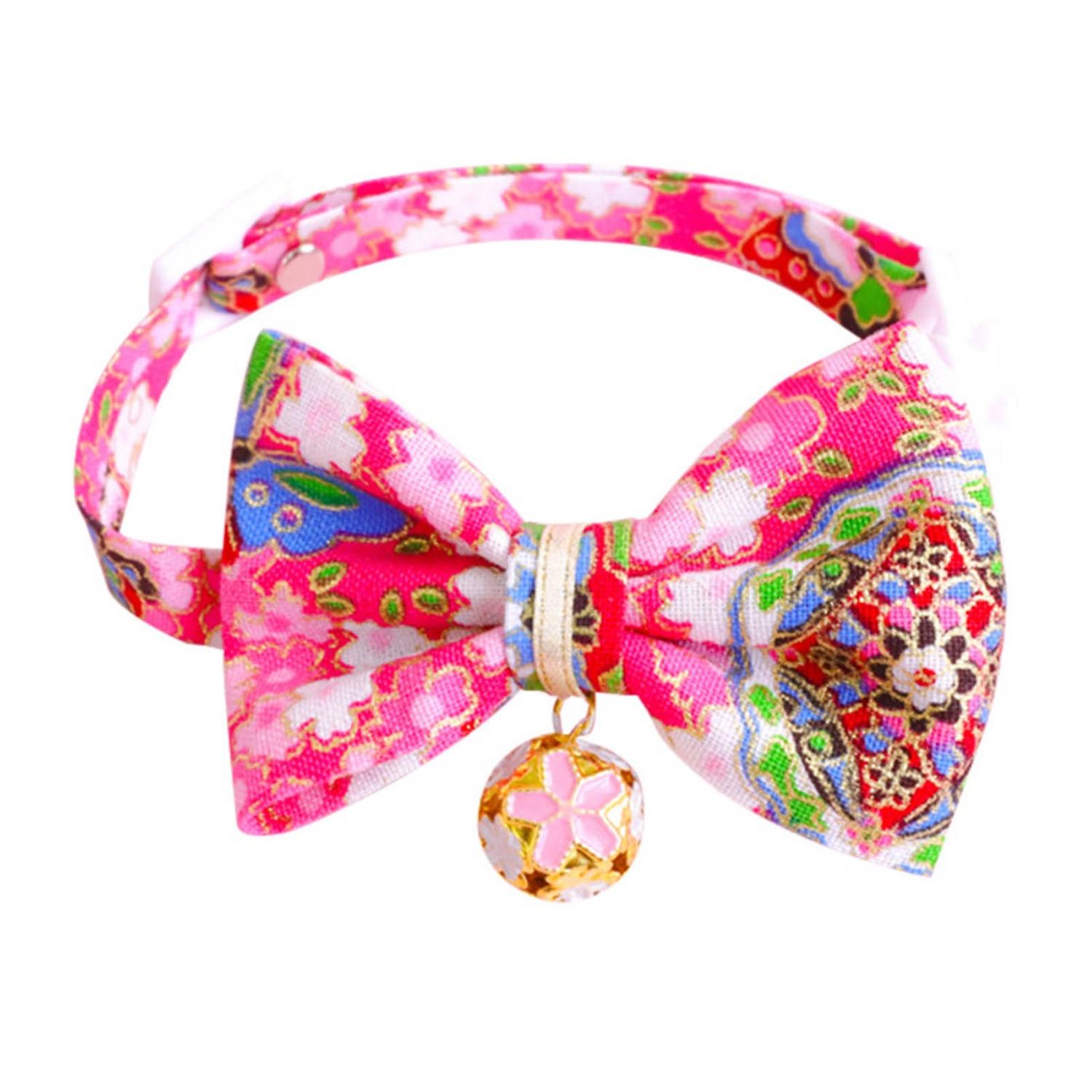 ZHOUBA Pet Collar Japanese Style Dress-up Adjustable Breakaway Pet Cats Dogs Bow-knot Collars