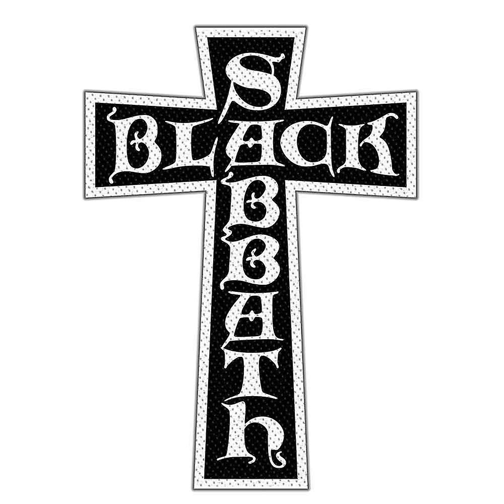 Black Sabbath Woven Patch Cross Logo Cut Out new Official Black/White