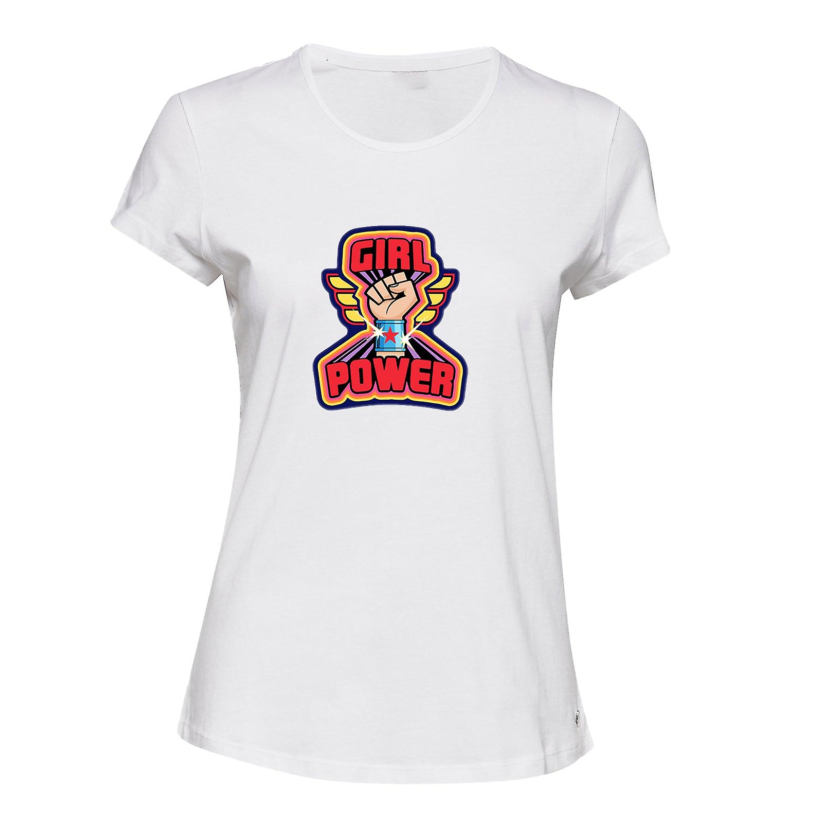 Girl Power Wonder Hand Woman Sign Pop Art White Ladies Women T Shirt Tee Top