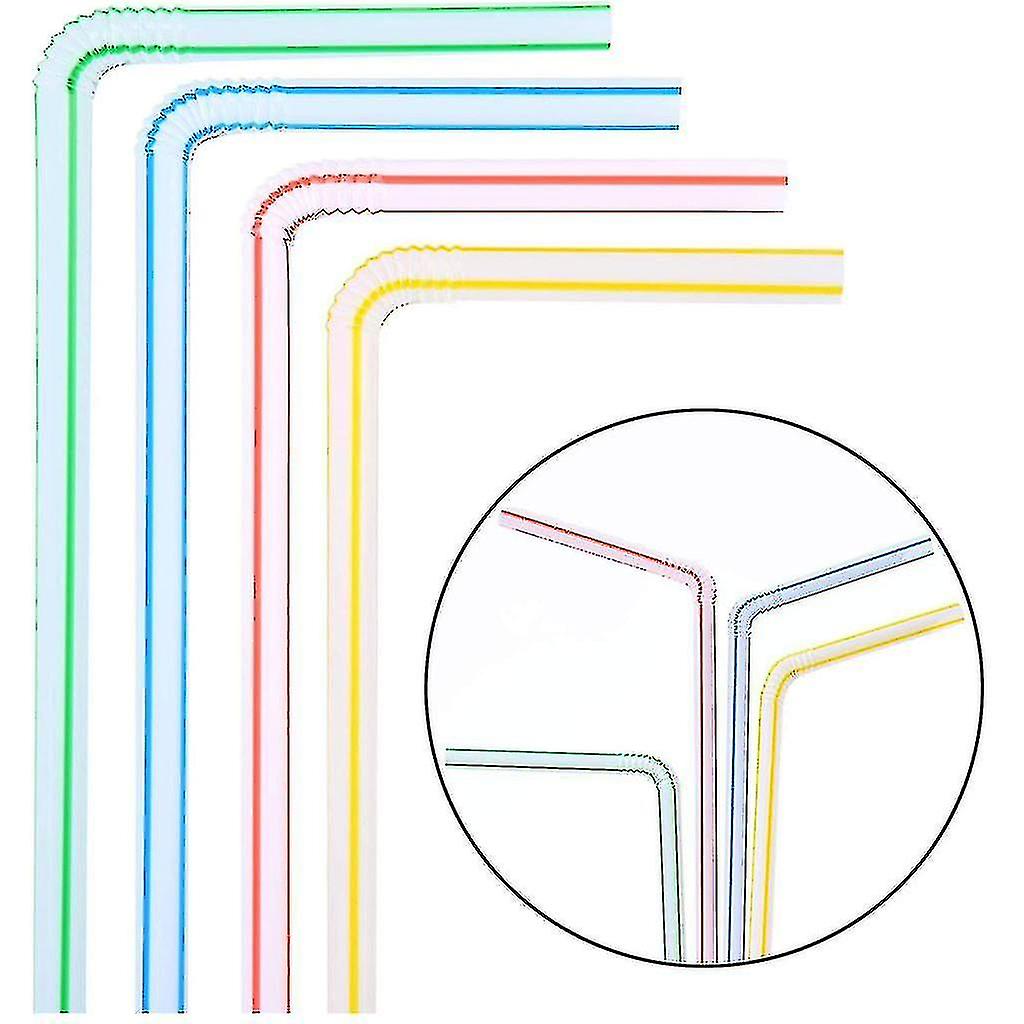 200pcs Plastic Straws Multicolor Striped Bed Disposable Straws-YUHAO