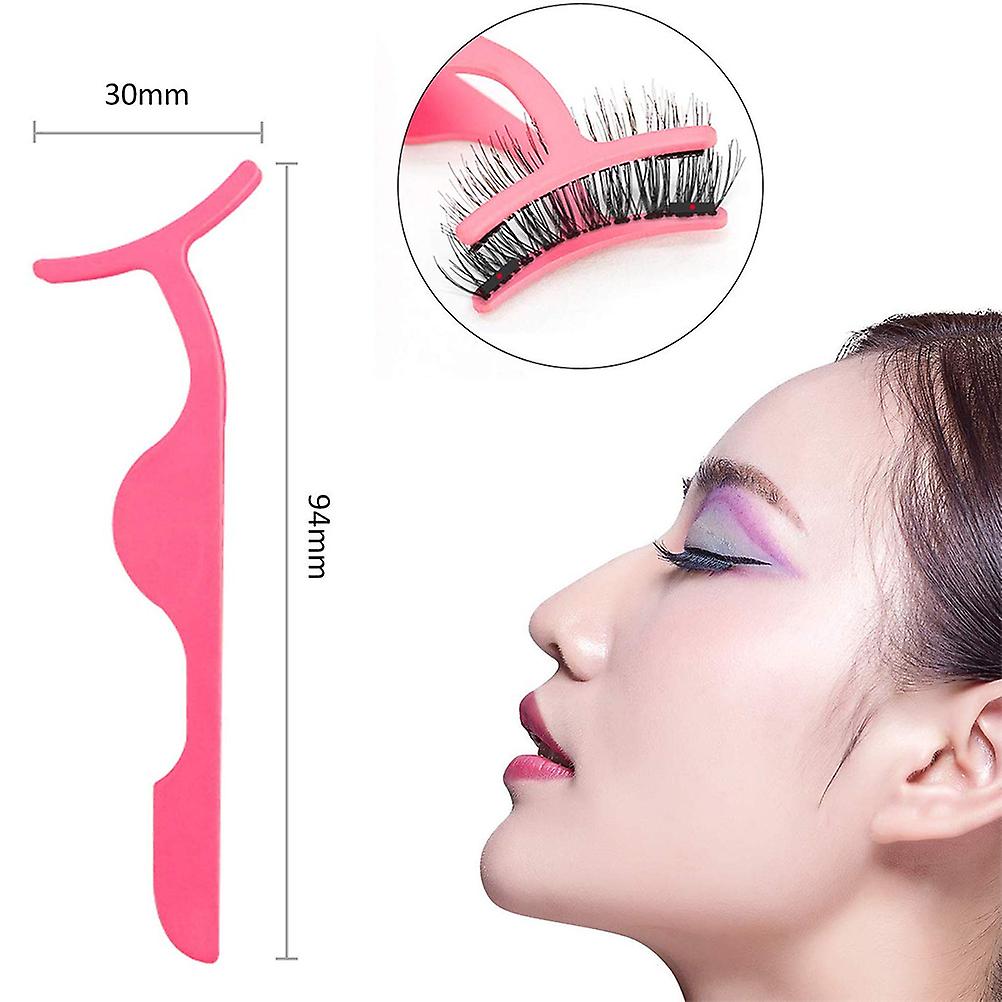 Magnetic False Eyelashes Kit 3D False False Eyelashes Set Reusable Eyelashes with 6 Small Cluster and Tweezers