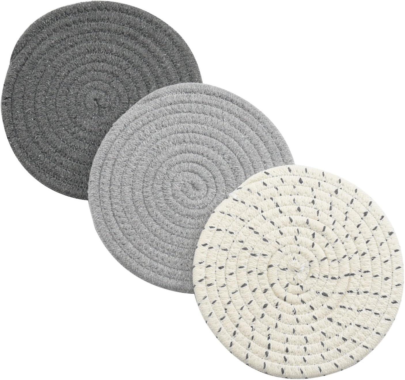 Potholders Set Trivets Set 100% Pure Cotton Thread Weave Hot Pot Holders Set (Set of 3) Stylish Coas