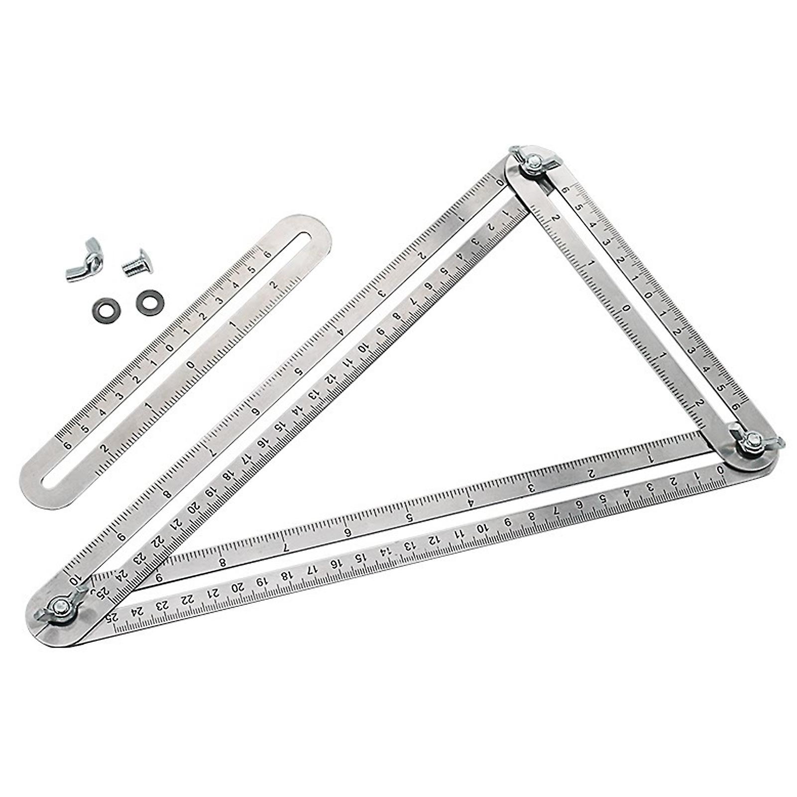 Dual-Scale Stainless Steel Quads Folding Ruler Anti-Rust Measuring Marking Tool for Tiles Laminate