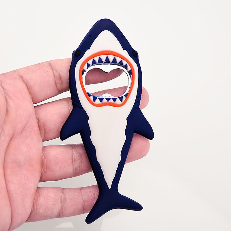 Καθημερινό δώρο Ocean Shark Cartoon Ευρωπαϊκό και αμερικανικό ζώο μαλακό πλαστικό ανοιχτήρι μπουκαλιών εργαλεία κουζίνας 1 πακέτο μπλε Betterlifefg