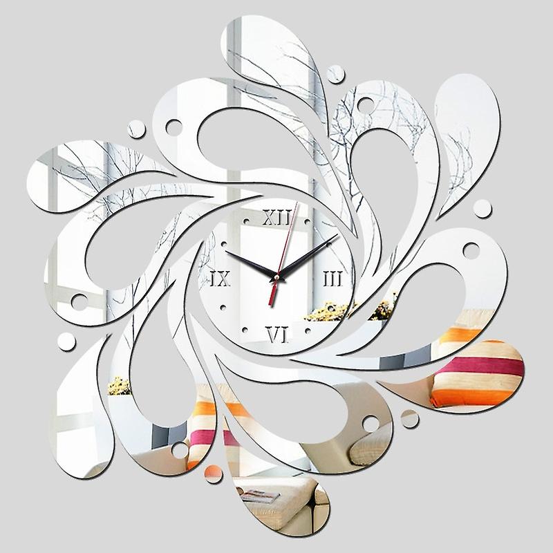 Home Crystal Acrylic Quartz Mirror Clock Jewelry Clock Petal Pattern Clock