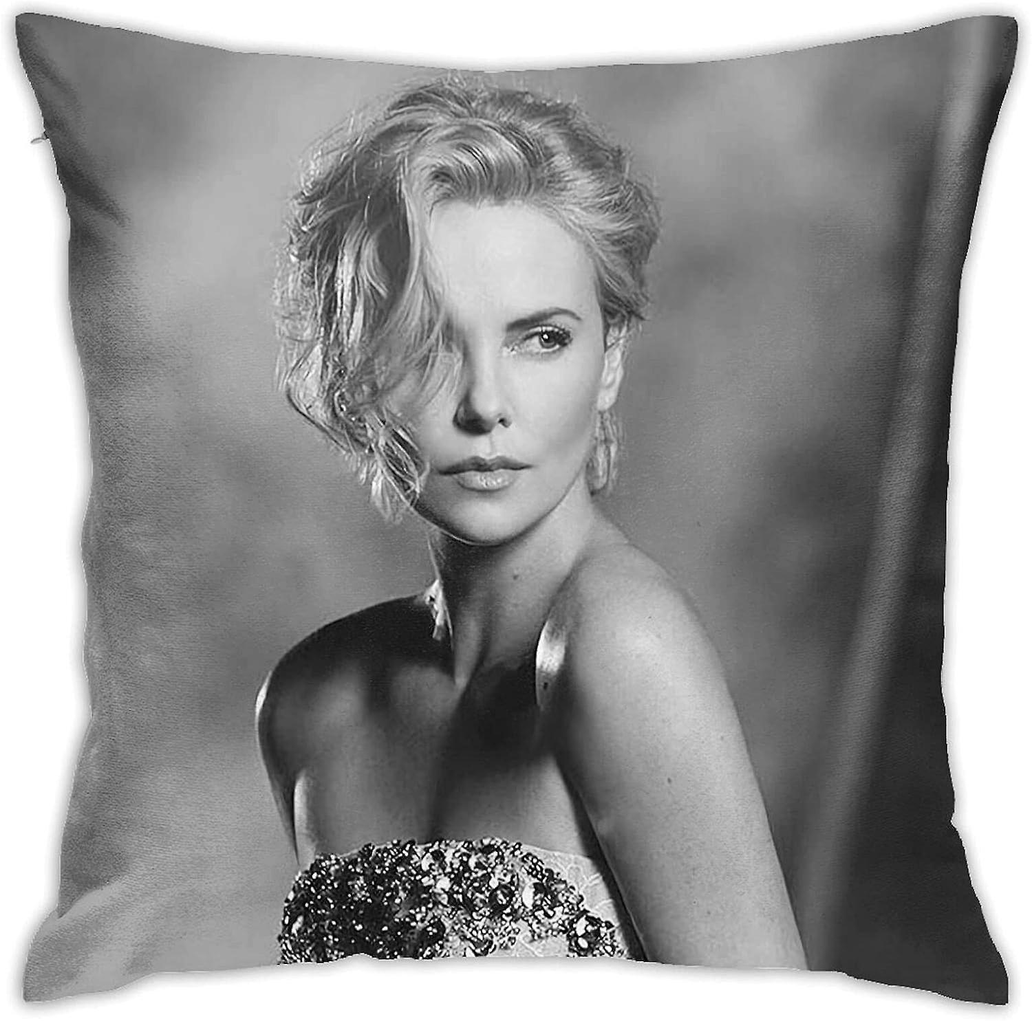 シャーリーズセロン枕カバー両面印刷スロー枕カバーソフトクッションカバーリビングルーム寝室の枕カバー(H-555)の寮の装飾