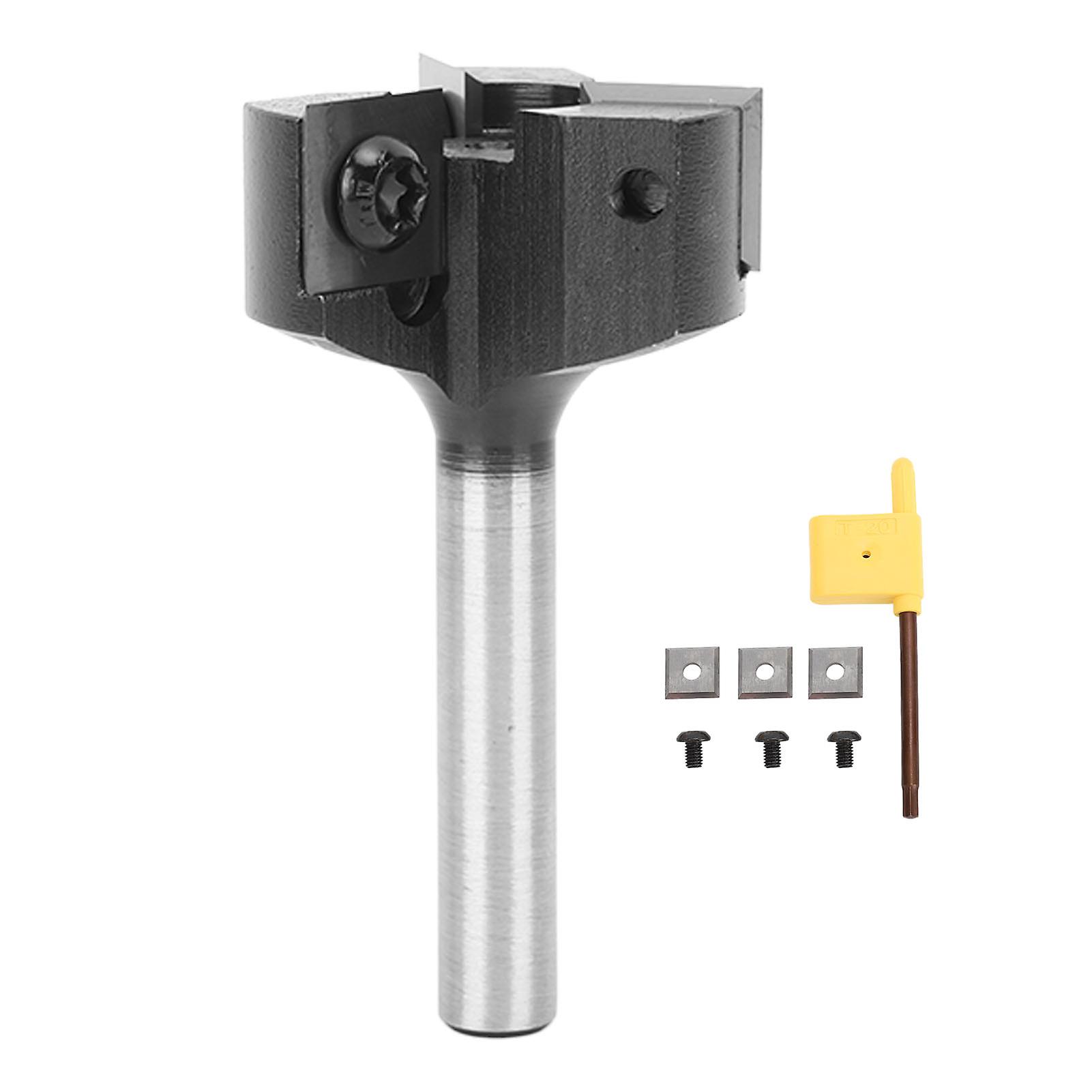 8mm Shank Insert Style Spoilboard Bit 3 Flute 1-1/4in Cutting Diameter T Shaped Spoilboard Surfacing Router Bit