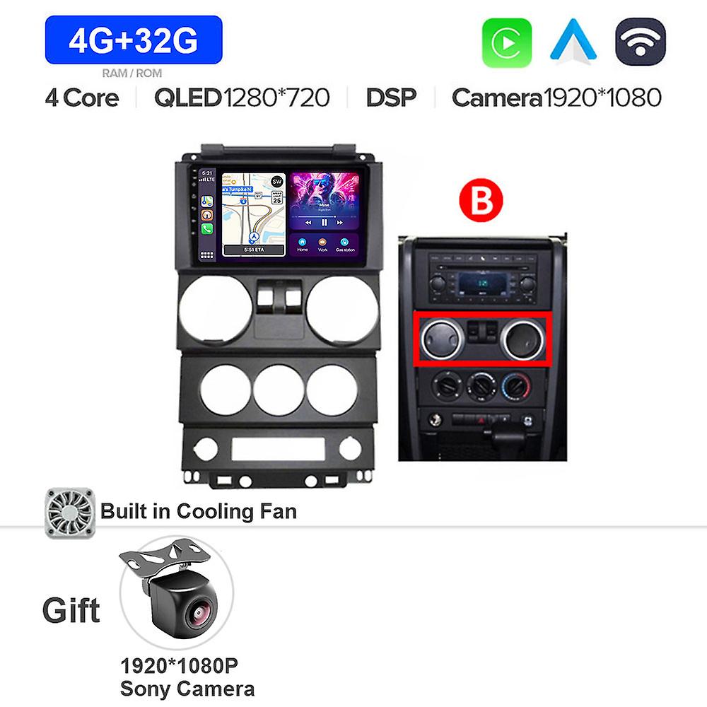 Android 13 360 Camera Car Gps Navigation Carplay For Jeep Wrangler Unlimited 3 Jk 2008 - 2010 Head Unit Radio Auto Bt 4g Wifi