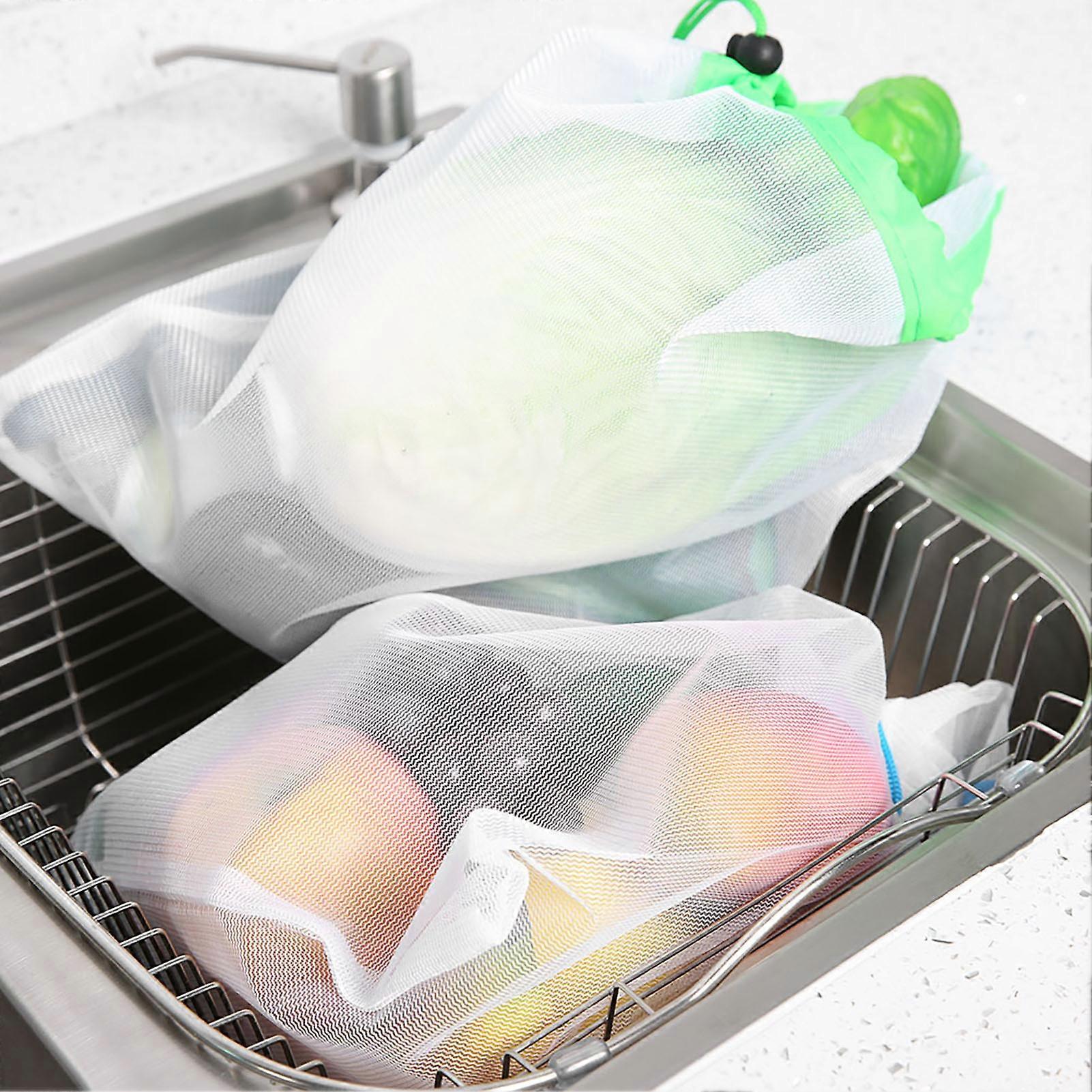 12Pcs Reusable Drawstring Mesh Bags Fruit Vegetable Sacks Storage Shopping Bag Toys Pouch 