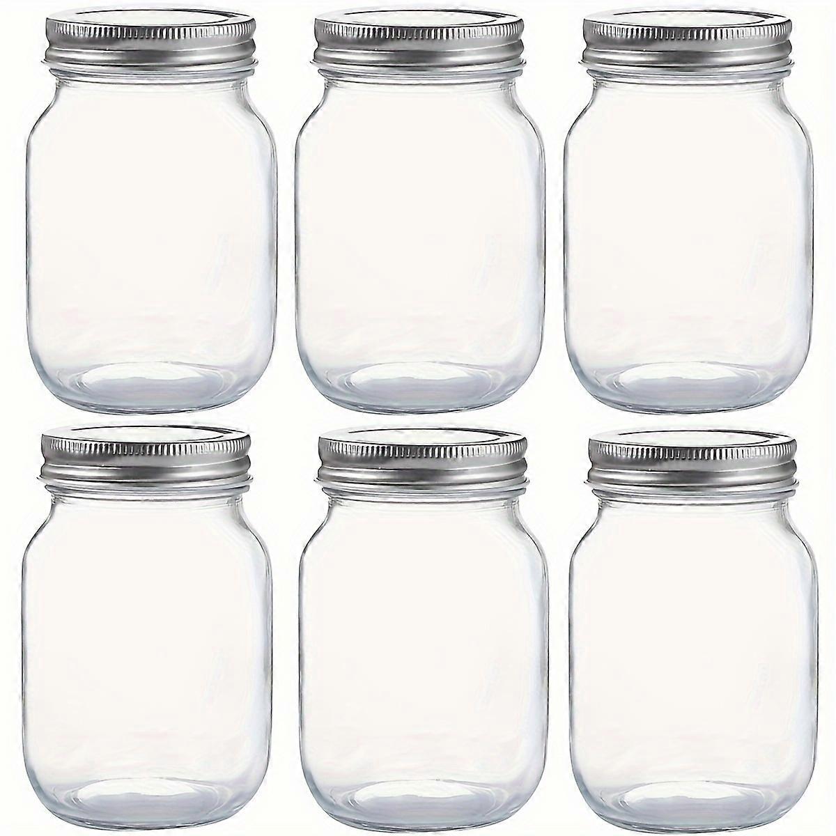 6/12-Pack Classic 16oz Glass Mason Jars - Versatile Storage Containers with Regular Lids for Jams, Honey, Dry Fruits, and Liquids - Perfect for Shower