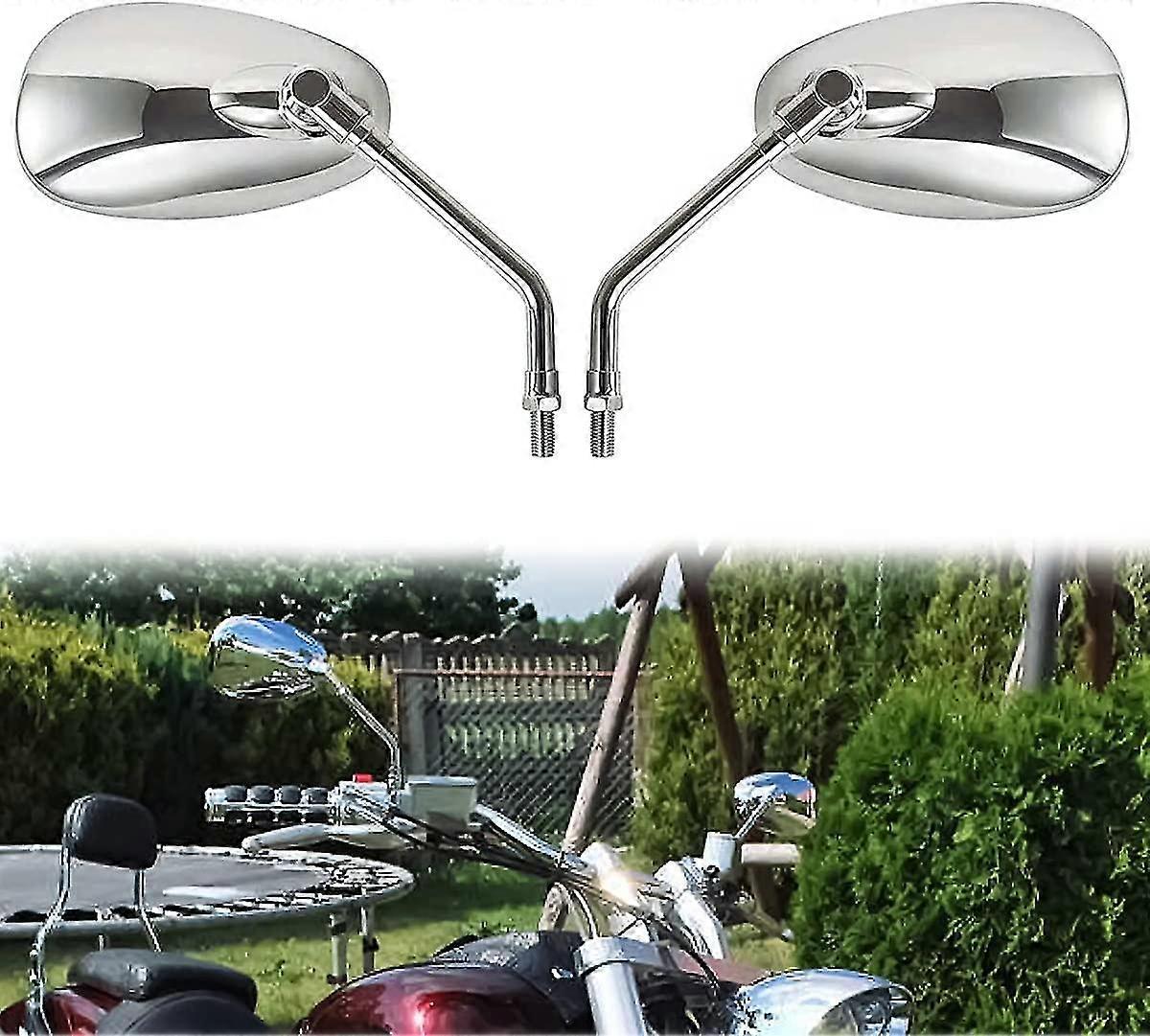 Motorcycle Mirror, Universal Chrome Motorcycle Mirror For H0nda, Suzuki, Aprilia And Cruiser Scooter2pcs-silver