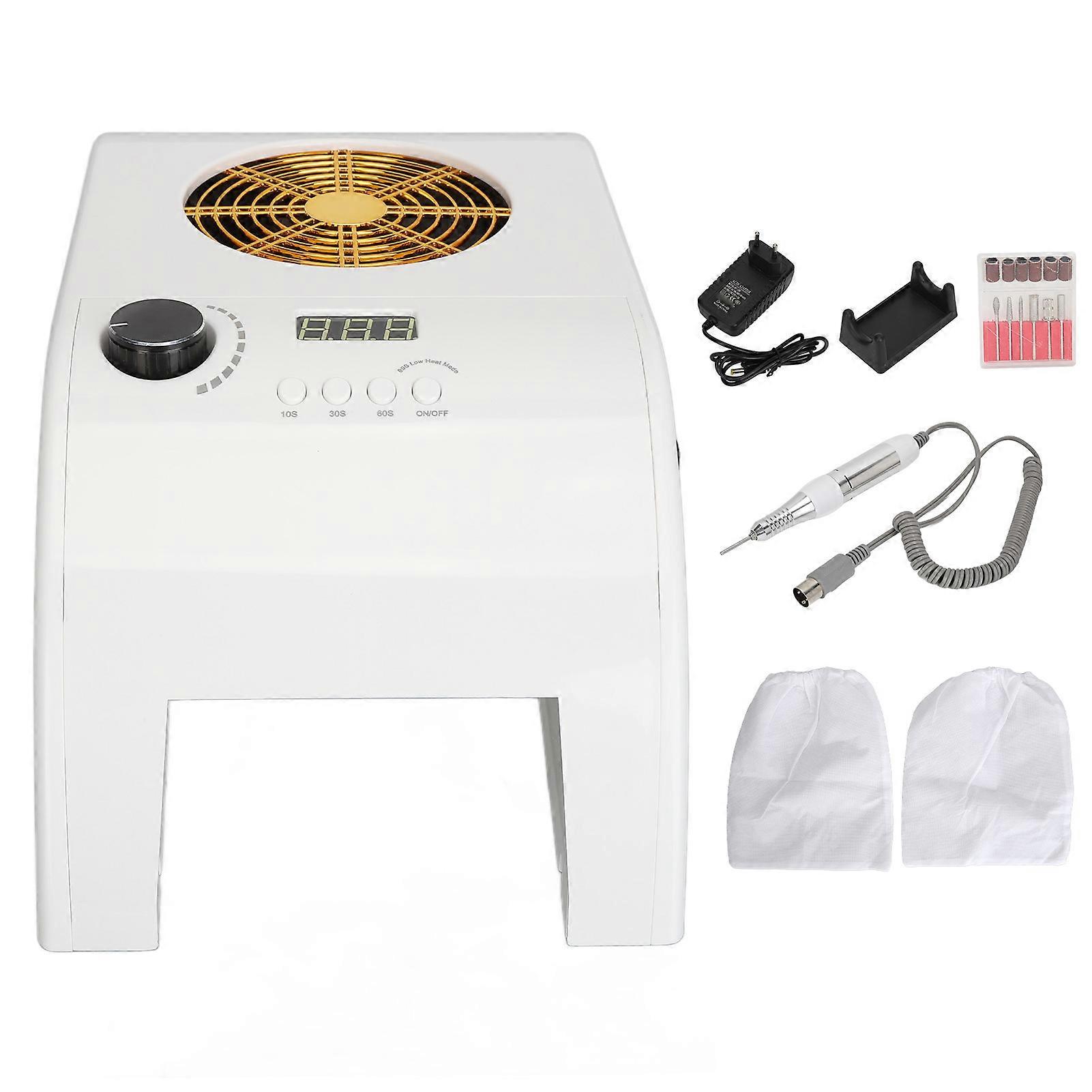 3 In 1 Nail Dust Collector With Led Light Adjustable Suction Dust Extractor Electric Nail Drill Machine 100240v Eu Plug