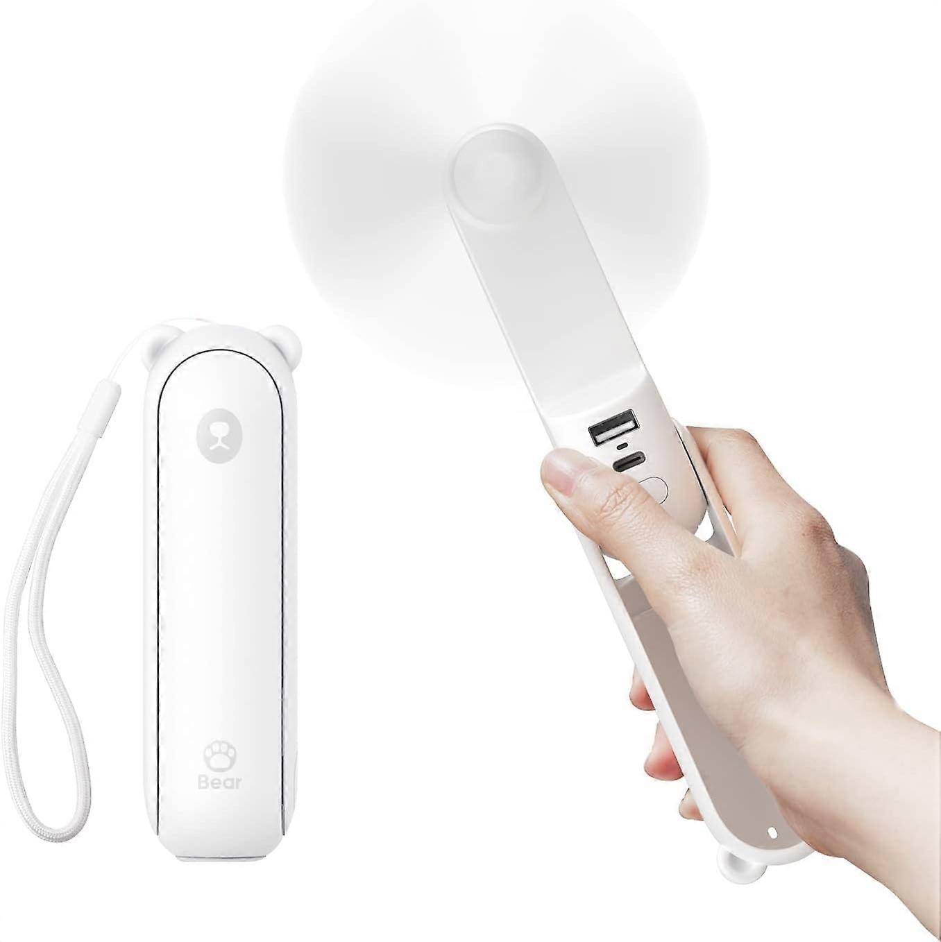 Handheld Fan with 4800 mAh Powerbank Max 46 Hours Runtime,Pocket Fan Portable Battery Operated or US