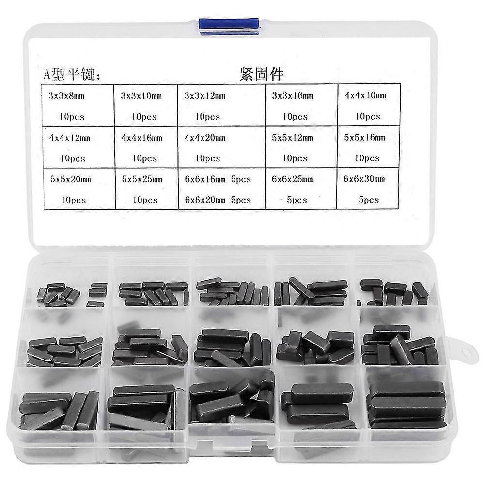 140pcs Round Ended Feather Key Set - Parallel Drive Shaft Keys for 8mm, 10mm, 12mm, 16mm, 20mm, 25mm, 30mm