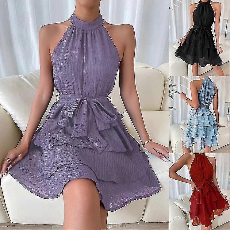 Spring And Summer New Women's Patchwork Sleeveless Ruffle Dress