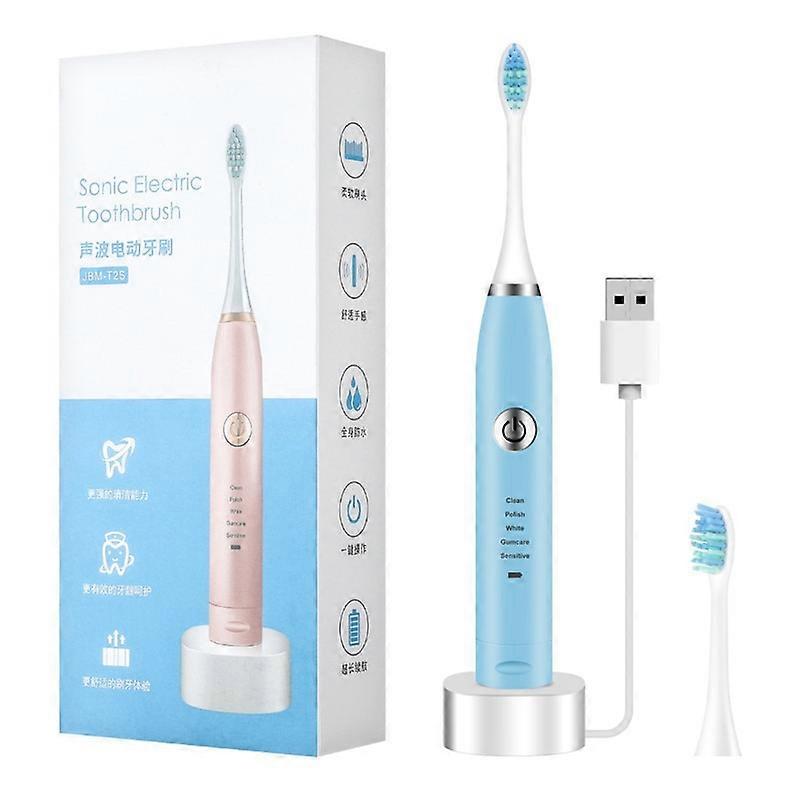 Portable Smart Electric Sonic Vibration Toothbrush 5 Adjustable Modes Waterproof Rechargeable USB adult couple soft toothbrush