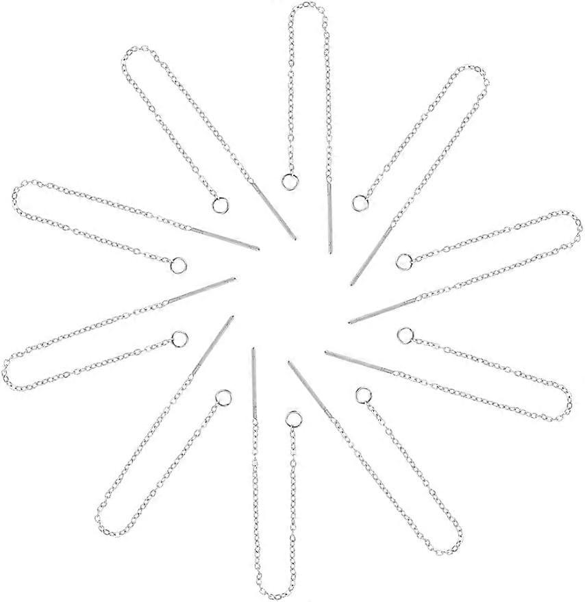 40pcs 90mm Ear Threads Stainless Steel Earrings Thread Dangling Threaded Earring Stainless Steel Ear Threads with Loop Drop Earring Threader