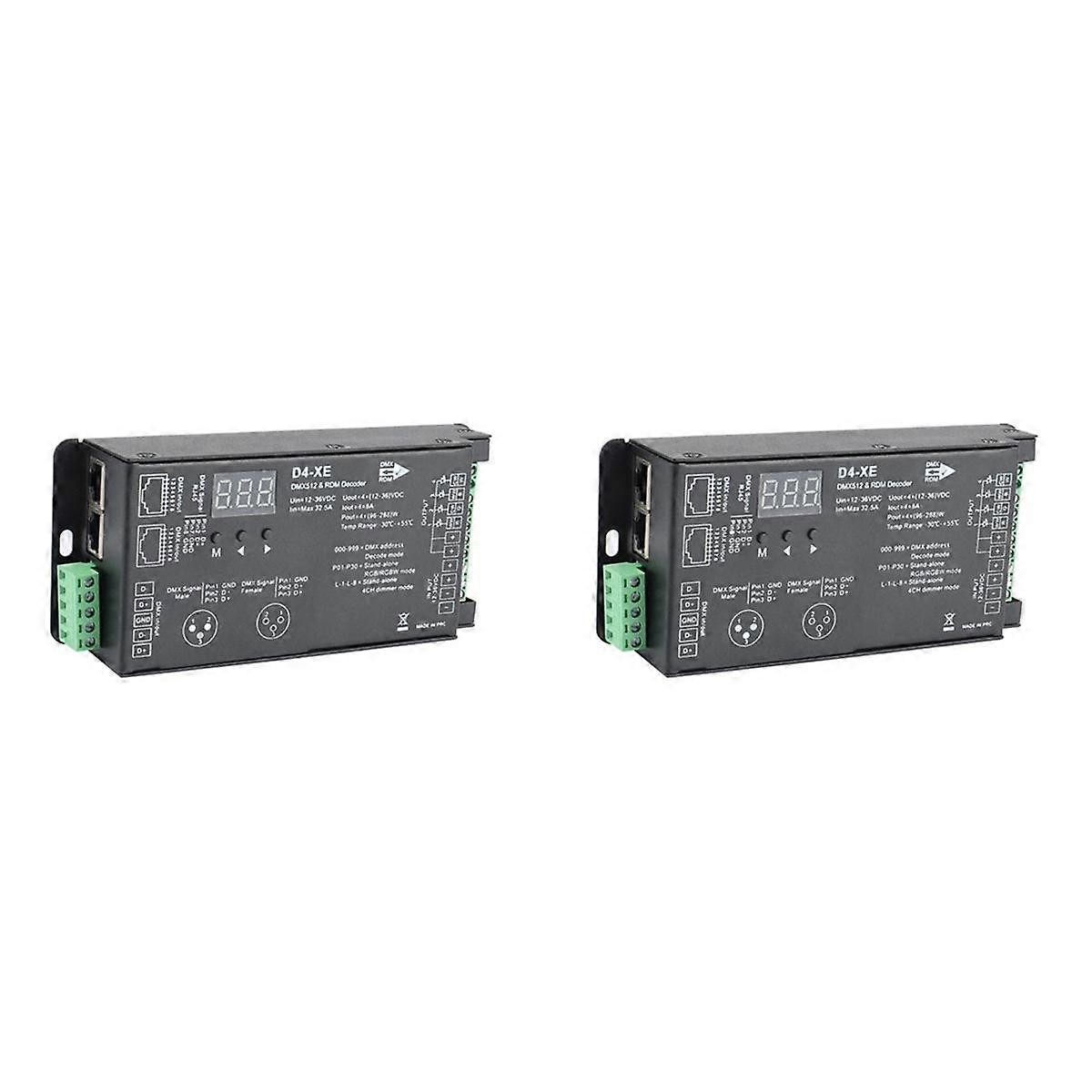 2X 4CH D4-XE DMX Decoder Controller PWM Flicker Free Dimming 12V-36V Digital Display 2000Hz 500HZ f
