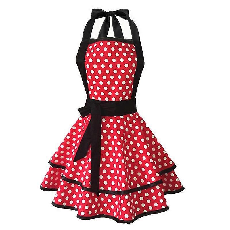 cotton dot pattern double-layer apron cooking cleaning work apron for home hotel