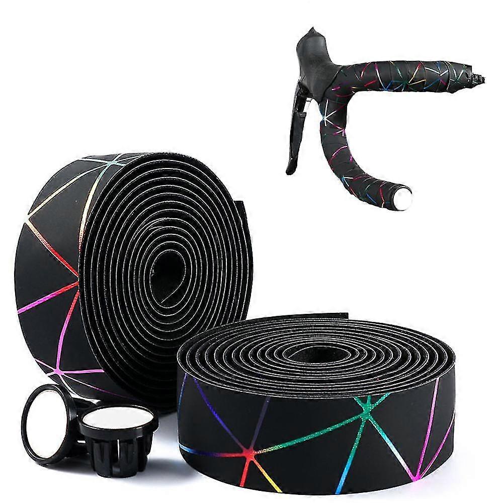 20242Pcs Bike Handlebar Tape Colorful Lines Handle Bar Tape Anti Slip Cycling Handle Wraps Road Bike Handlebar Tape