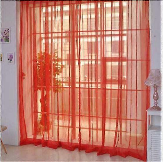 2 PCS Pure Color Door Window Curtain Drape Panel Sheer Scarf Valances RD
