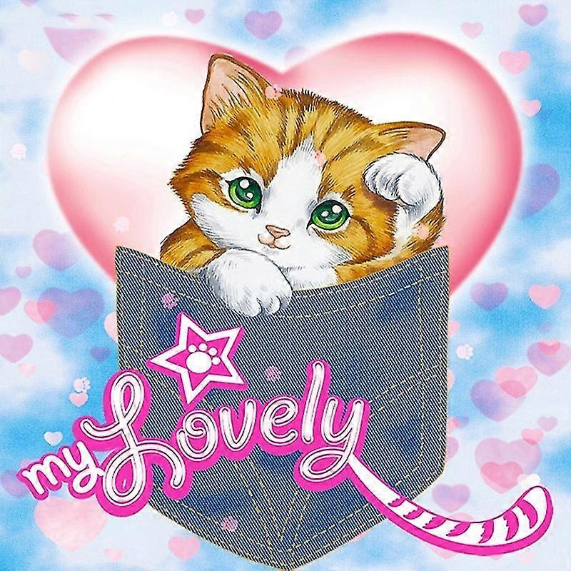 100% Full 5d Diy Daimond Painting Cross-stitch "pocket Cat" 3d Diamond Mosaic Round Rhinestones Paintings Embroidery Cartoon