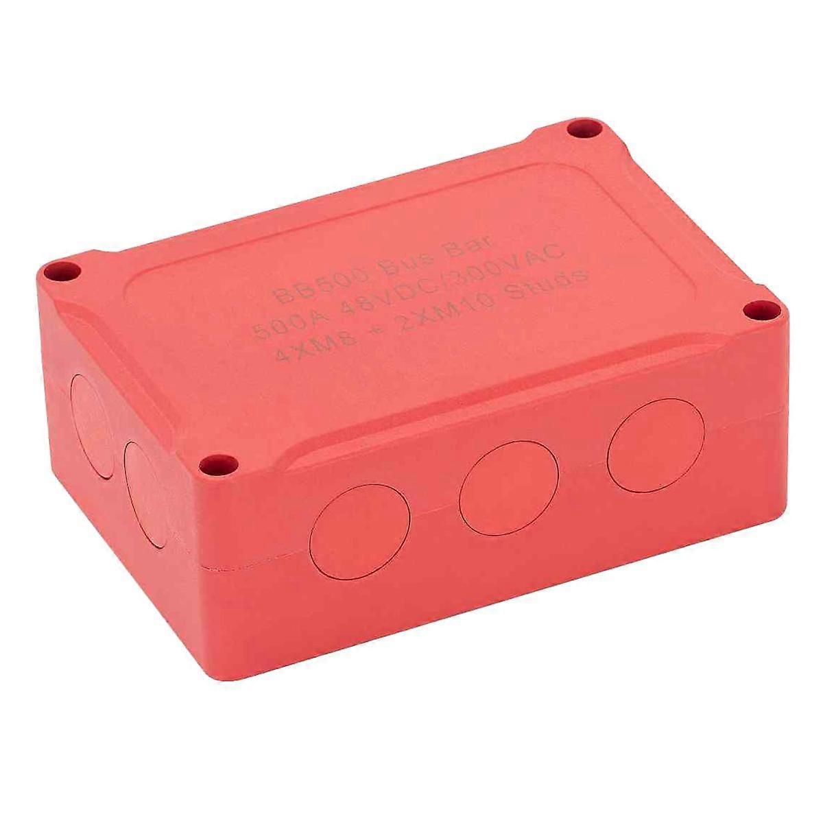 500A Marine Bus Bar 48V Automotive Power Distribution Block Big Current 6 Studs Plastic Cover for C