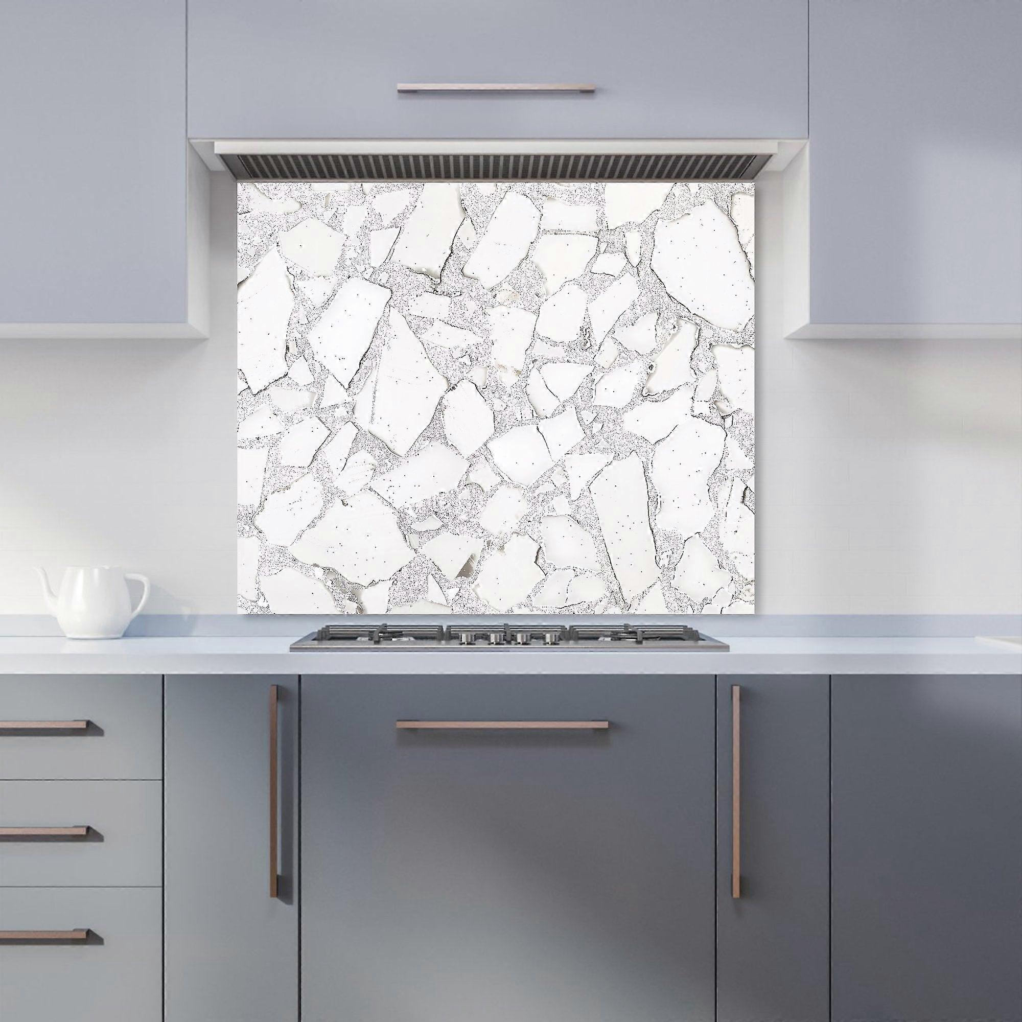 Chunky White Quartz Effect Kitchen Splashback