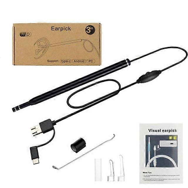 Câmera de ouvido USB Otoscópio3,9 mm Hd Ear Scope Endoscópio Endoscópio de ouvido visual com cera Compatível com limpador de ouvido para Android