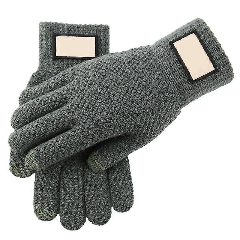 1 Pair Men Gloves Knitted Touch Screen Imitated Cashmere Thicken Warm Soft Winter Mittens for Skiing Qinhai