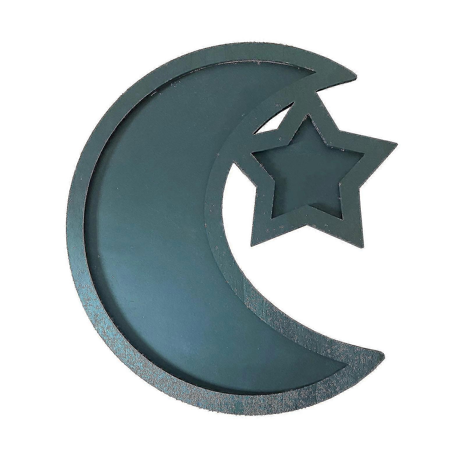 Ramadan Wooden Tray Eid Plates Ramadan Decorations Serving Tableware(1 Pcs, Blue)