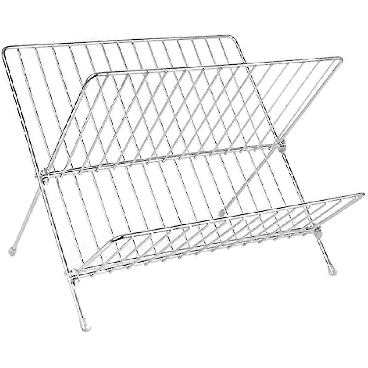 Foldable Dish Drying Rack, X Shape 2 Tier Space Saving Folding Dish Rack Kitchen Dish Drying Rack For Kitchen