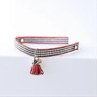 Dog And Cat Collars Kitten Collar Easy-wearing Comfortable Plaid Small Pet Dog Cat Belt For Kitty Black Dog And Cat Collars (color : Wine Red)