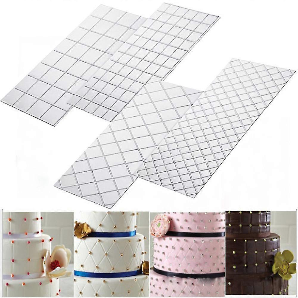 4pcs Grid Transparent Stencil Texture Mat Cake Border Decorating Tool Cake Mold