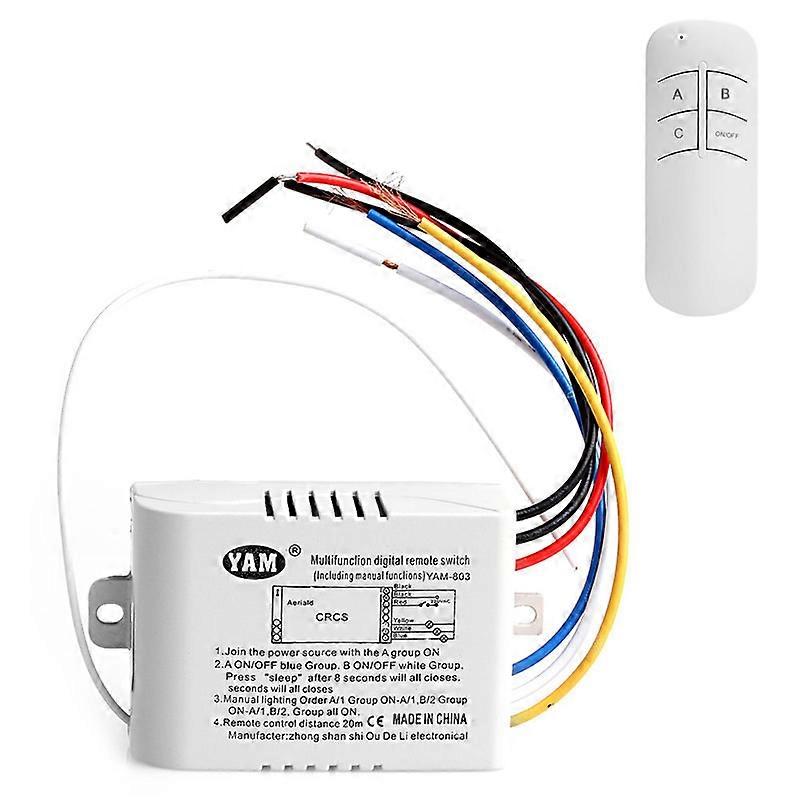 3 Channel Wireless Light Switch and Receiver Remote Control Lighting Fixture