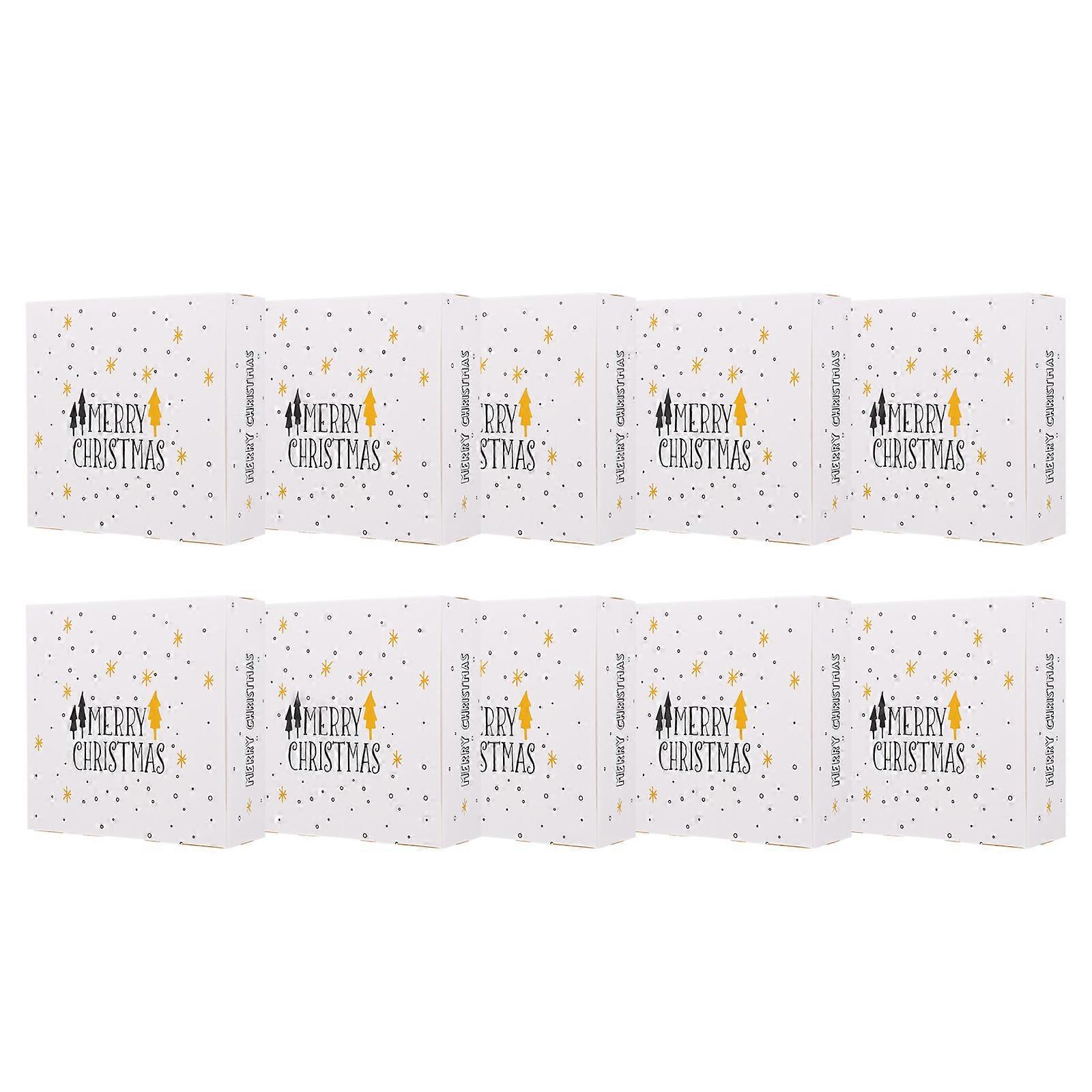 10Pcs Candy Boxes Biscuit Boxes Baking Boxes Christmas Candy Boxes (White)