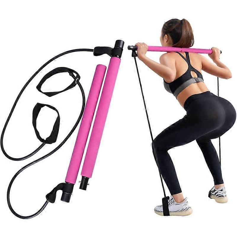 Portable Pilates Stick with Resistance Band and Foot Loop