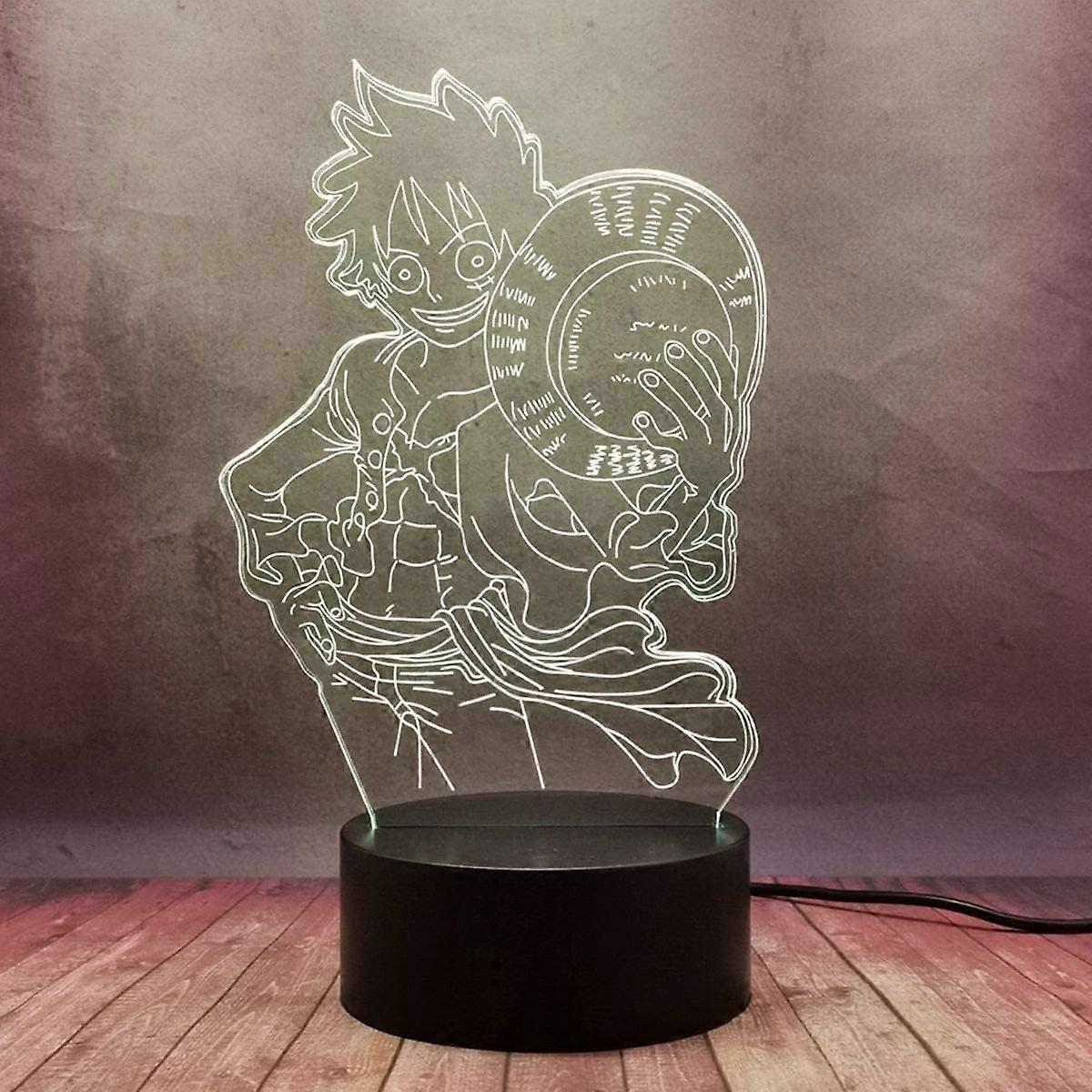SBSG One Piece Luffy 3D Illusion Night Light Lamp Smart Touch, RGB Effect USB Cable Powered Creative 3D Japanese Anime Lamp
