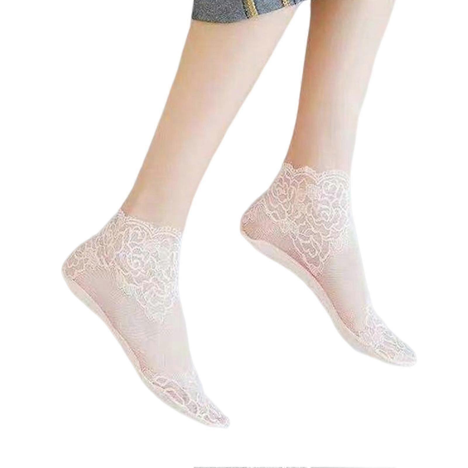 Calcetines de encaje Antideslizantes De sección delgada Calcetines de barco Boca poco profunda Calcetines invisibles Fondo de algodón Calcetines cortos de seda