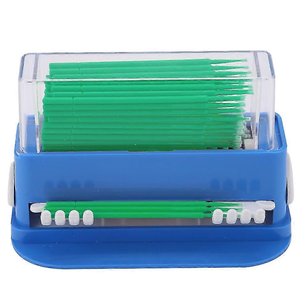 Disposable Dental Micro Applicator Tip Brush Sticks with Bendable Dispenser Box (Green)