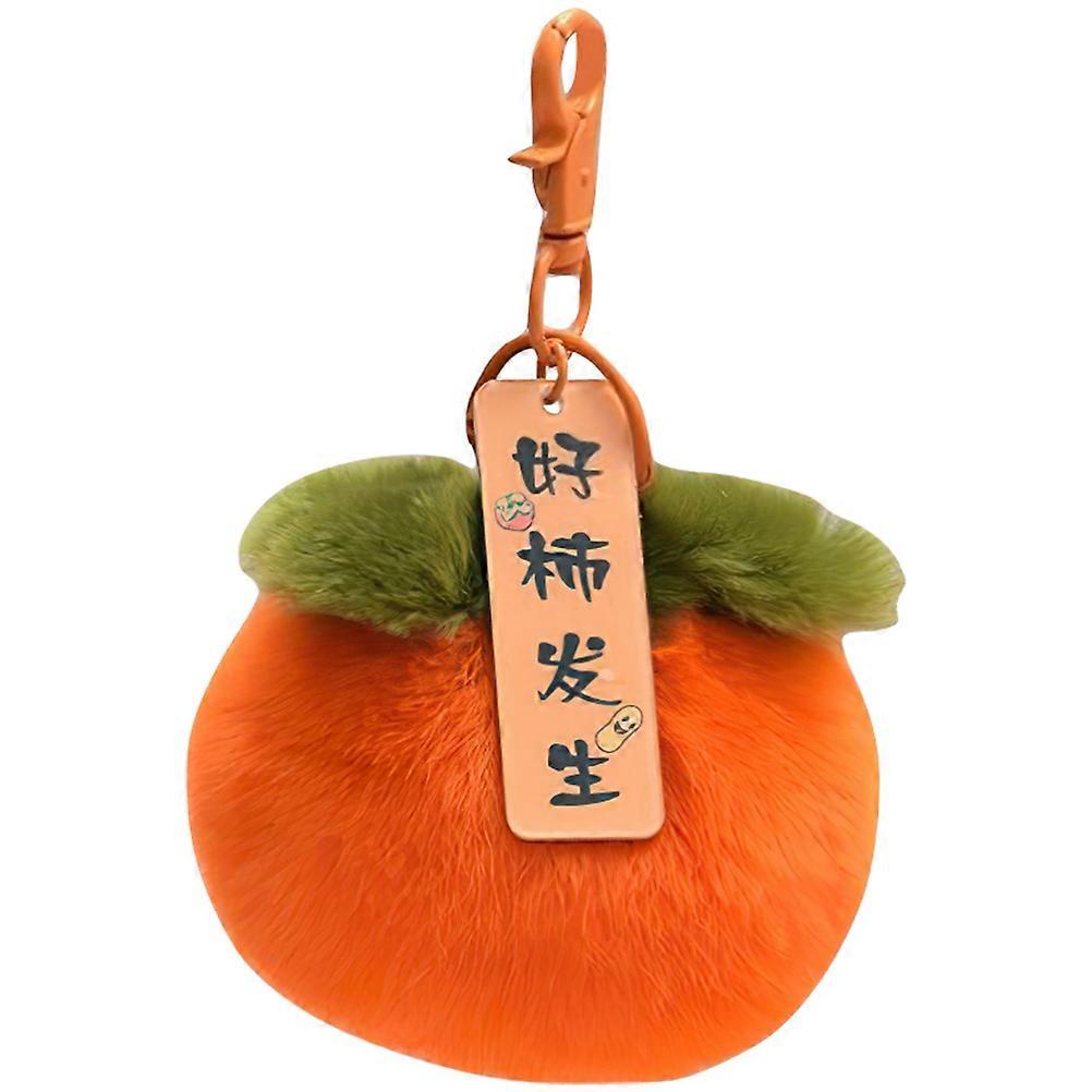 Plush Persimmon Keychain Backpack Charm Stuffed Fruit Keyring Backpack Accessory