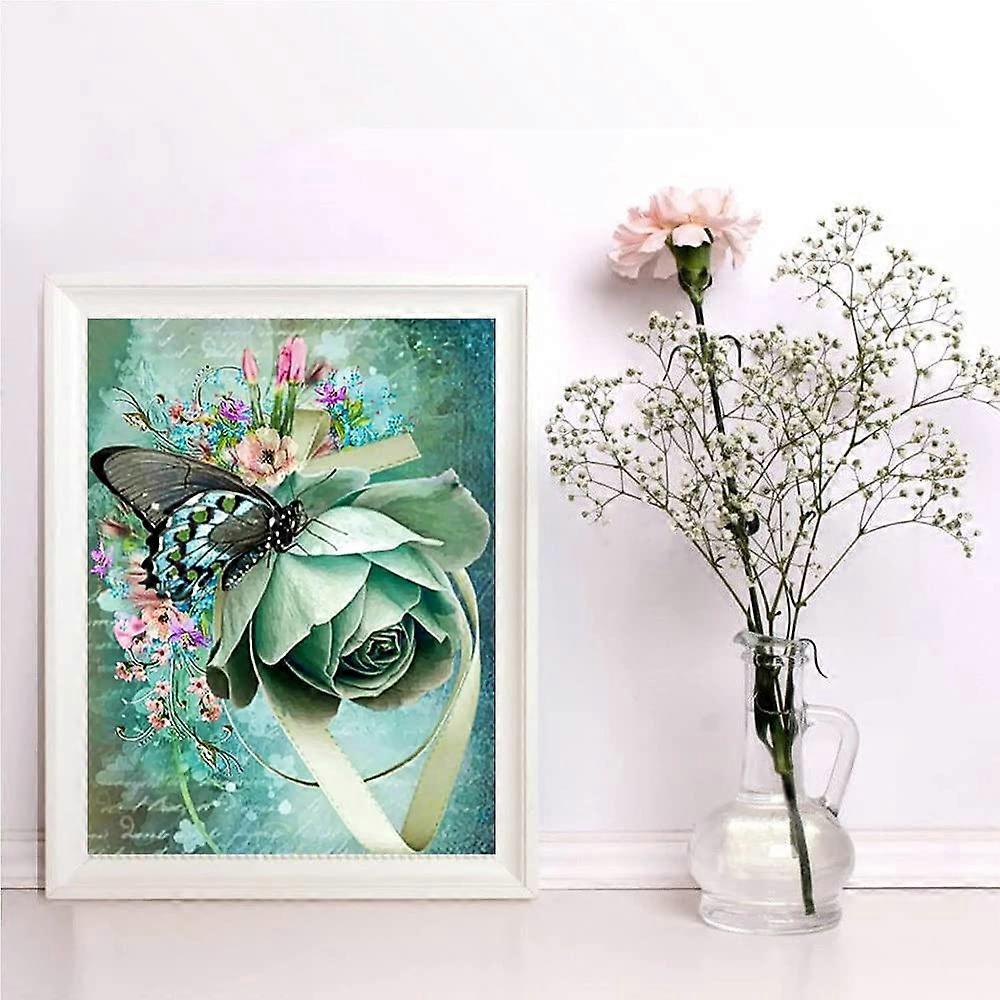 QQYRHN 5D Diamond Painting Kit – Blumen & Schmetterlinge, 30x40 Cm, Vollständiges DIY-Set Für Anfänger