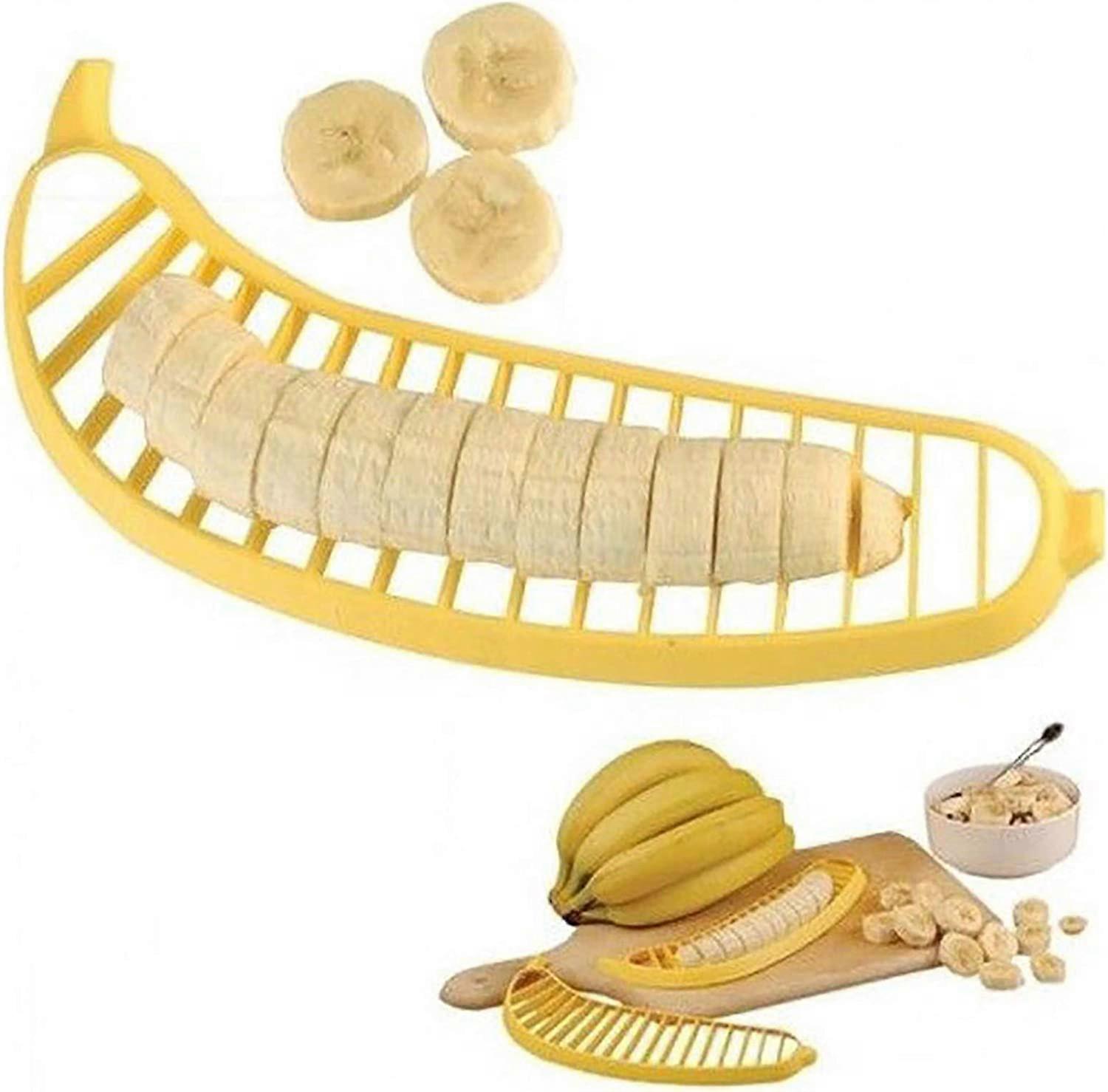 2PCS Easy Banana Slicer Banana Cutter Fruit Chopper Practical Gadgets Practical Kitchen Tools Salad Plastic Fruit Peeler Cutter Chopper Banana Cut Sli