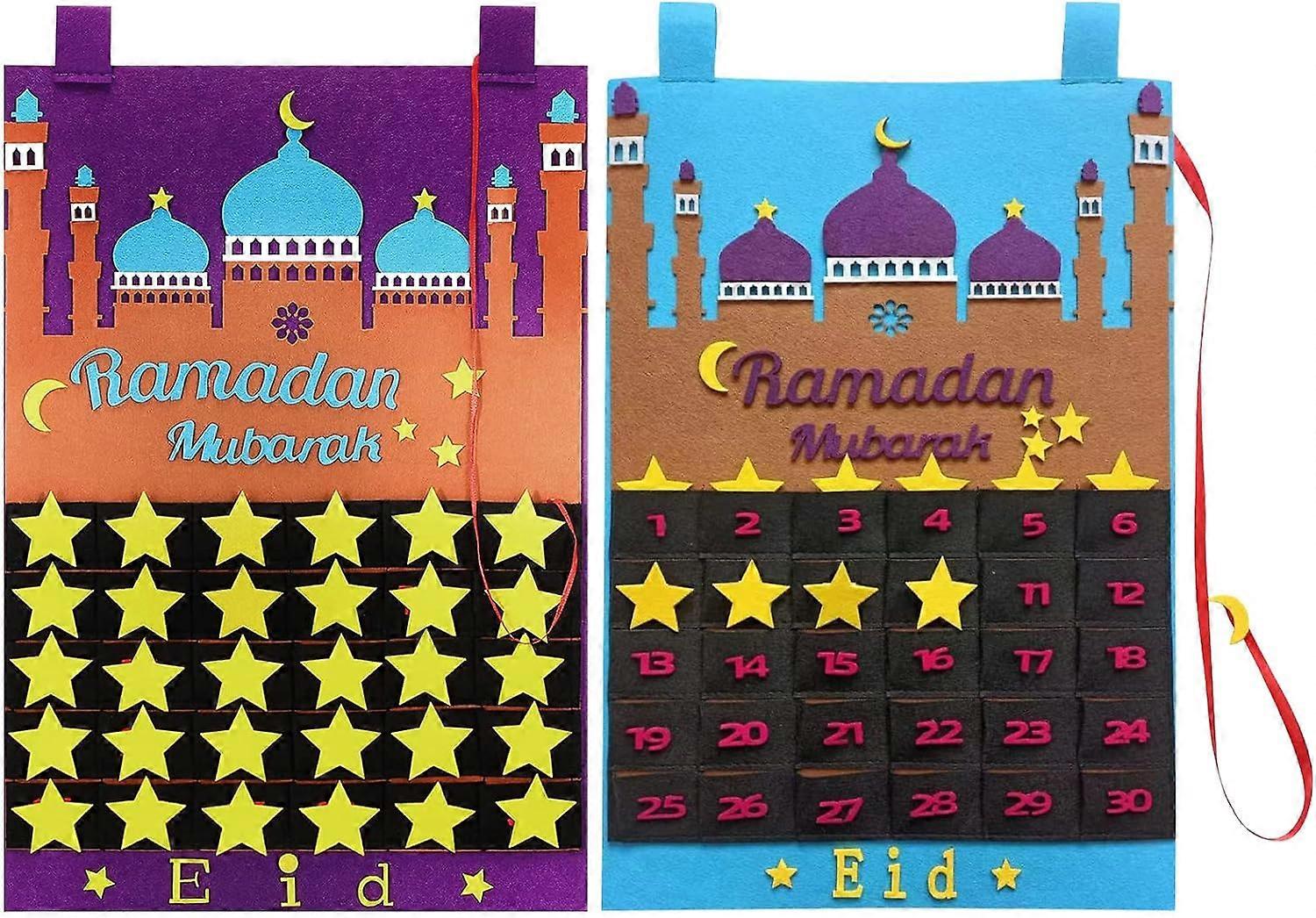Ramadans Calendar 2023, Ramadans Decorations,Ramadans Countdown Calendar Wall Hanging For Kids,with 30 Movable Stars, 30 Days Eid Muba-rak Advent Cale