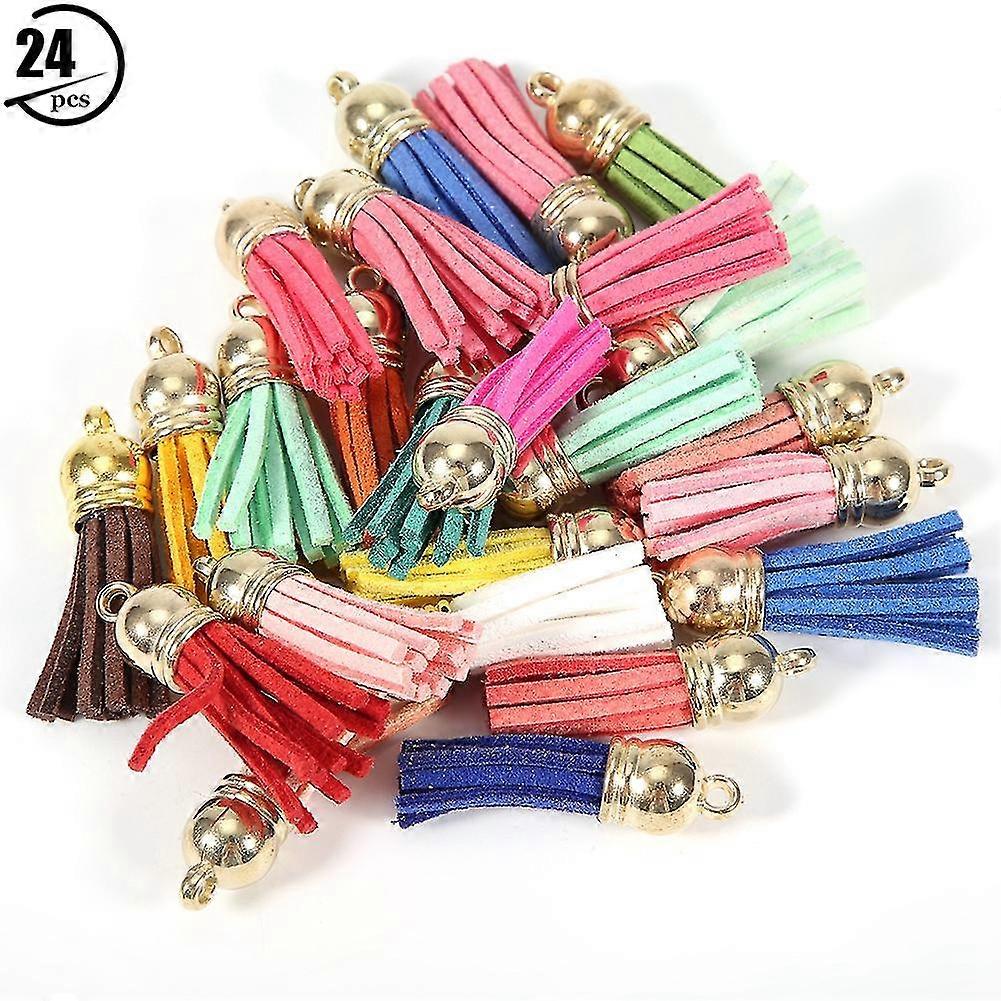24 Pcs Exquisite Polyester Tassel Trim General Purpose Jewelry Pendant Accessory (mixed Color)